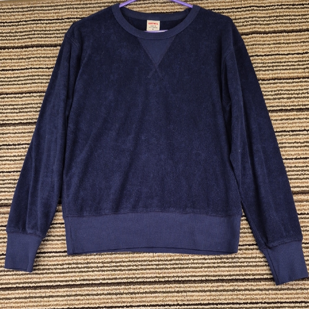 BIRDWELL‎ BRITCHES Blue Weave Terry Cloth Cotton Blend S Crewneck Sweatshirt